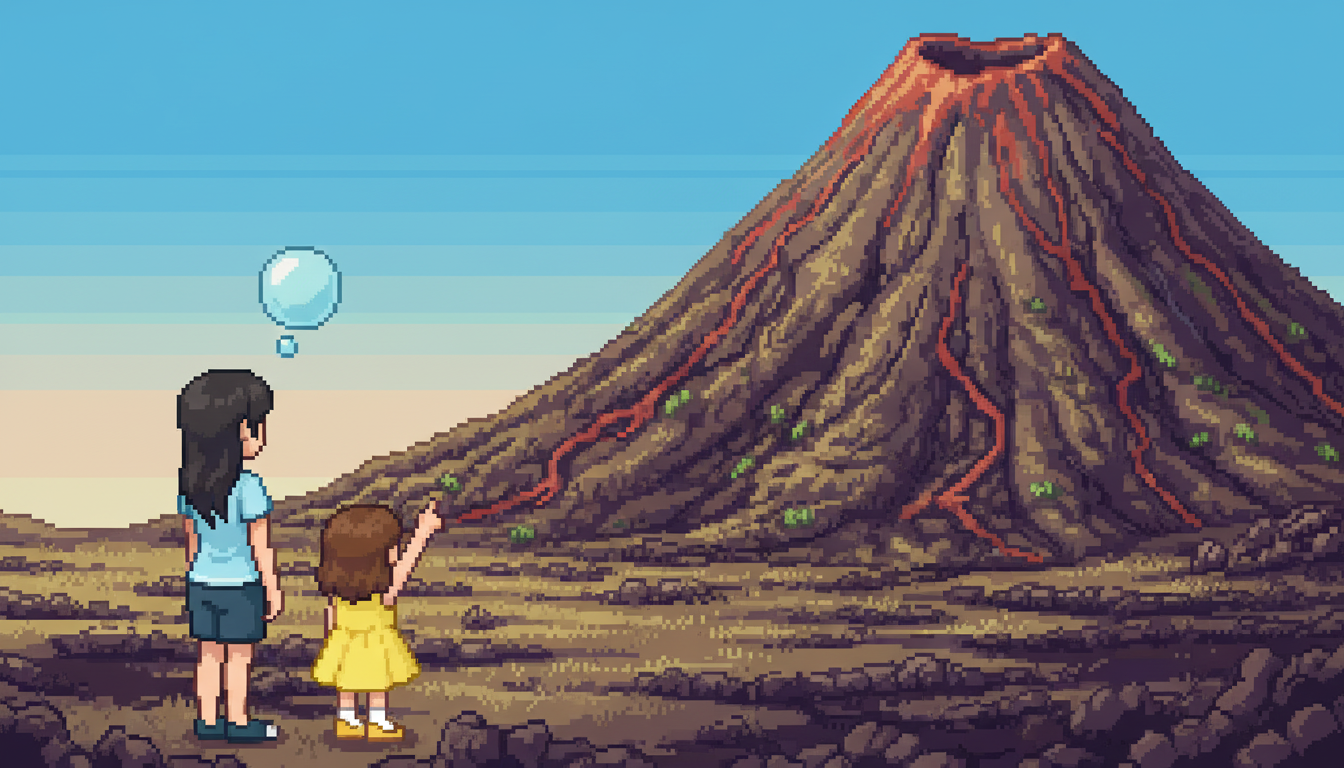 Mère et fille face au volcan